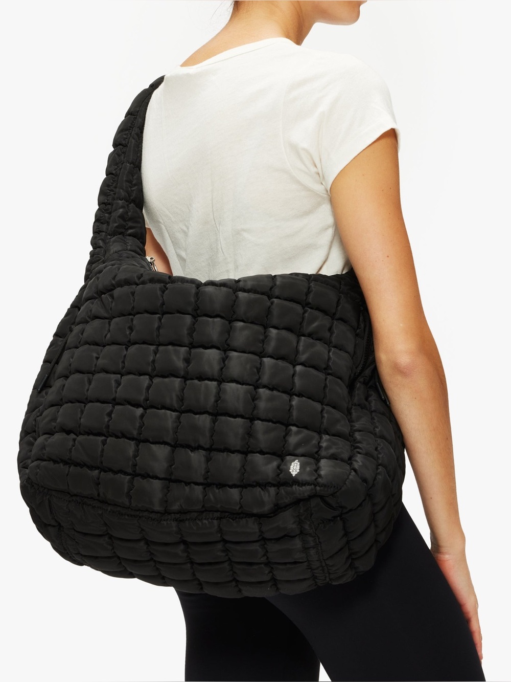 Free People Movement Quilted Black Shoulder Bag Duffle Sling